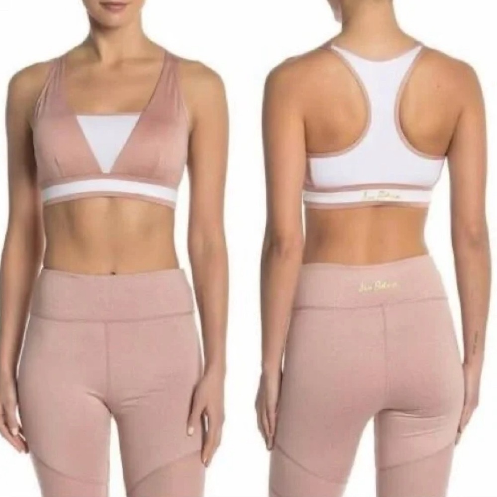 Sam Edelman Rose Gold and White Full Support Sports Bra, size Medium